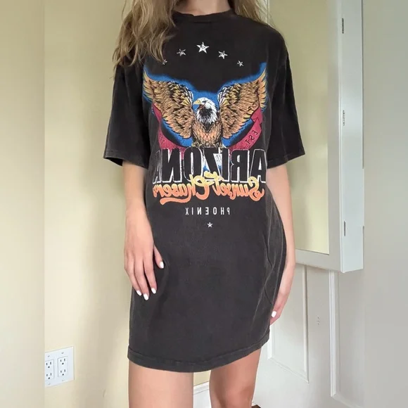 Princess Polly Black Graphic T-Shirt Dress with Eagle Design - Picture 5 of 9